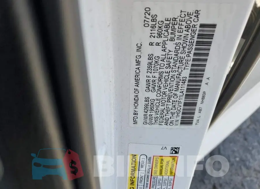 1HGCV1F11LA111483 Photo# 12