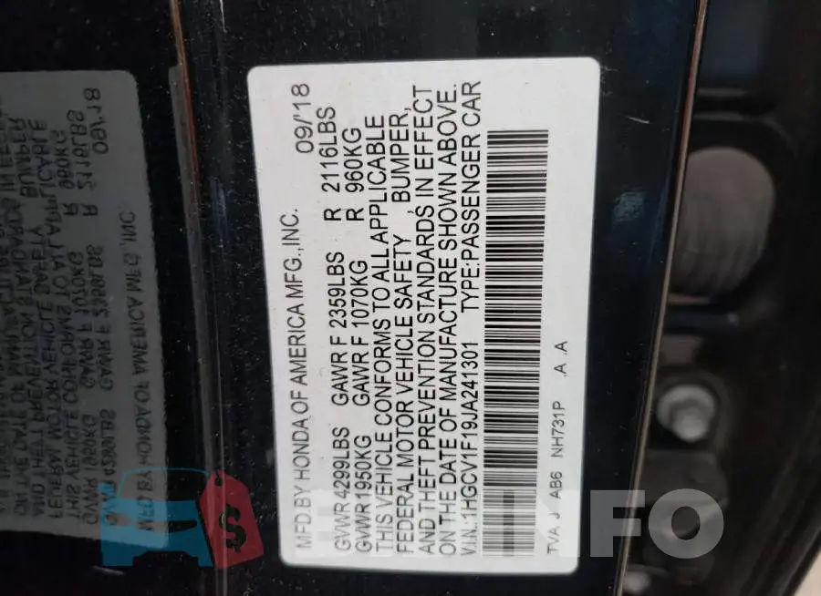 1HGCV1F19JA241301 Photo# 12