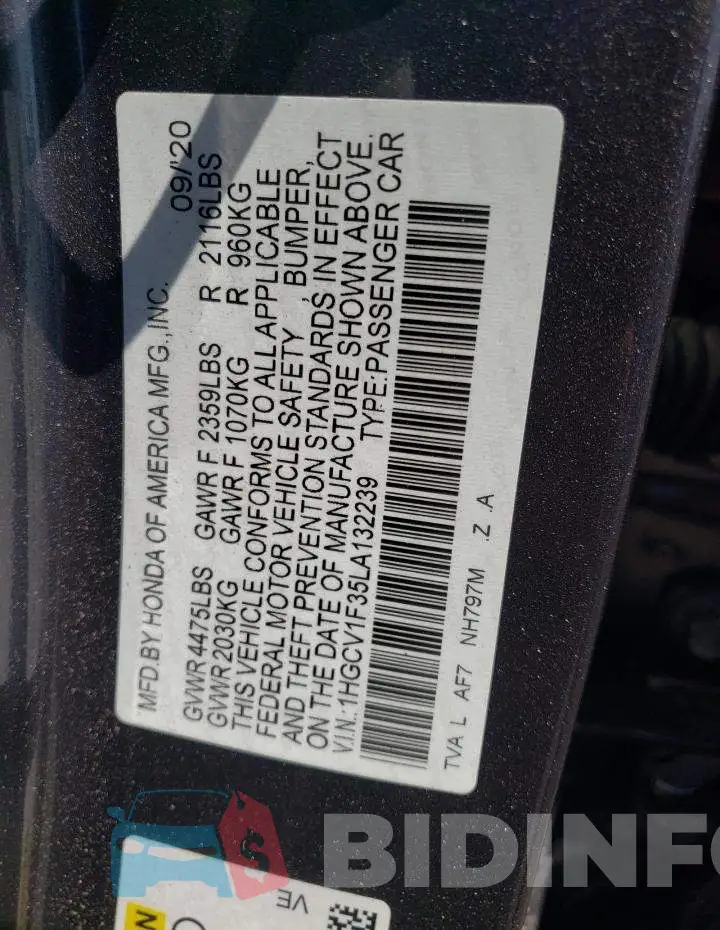 1HGCV1F35LA132239 Photo# 12