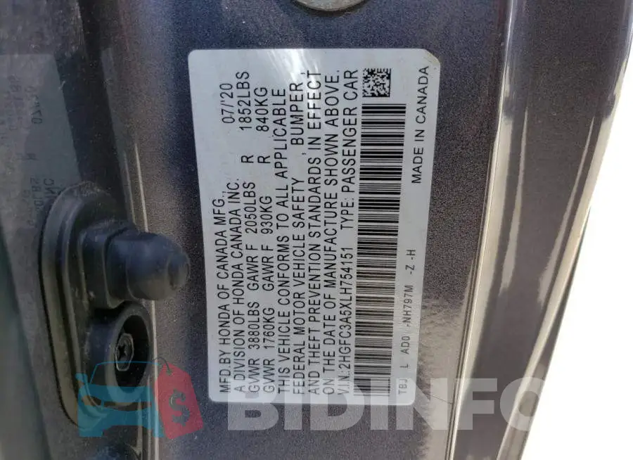 2HGFC3A5XLH754151 Photo# 12