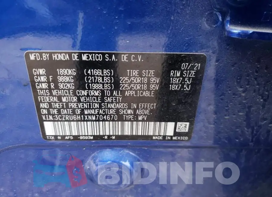 3CZRU6H1XNM704670 Photo# 12