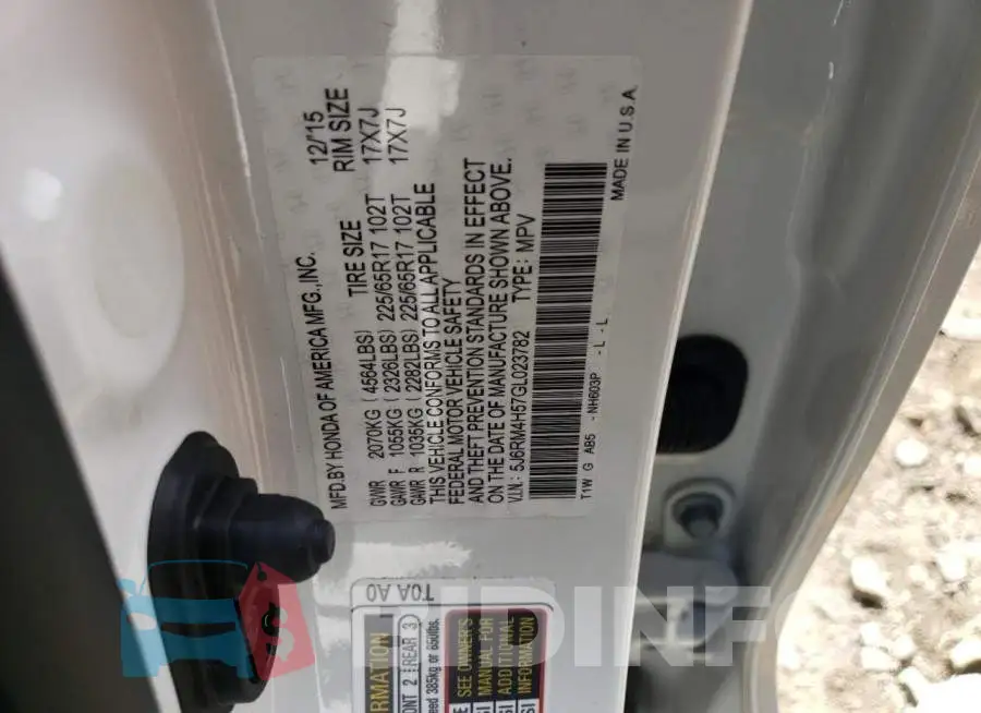 5J6RM4H57GL023782 Photo# 13
