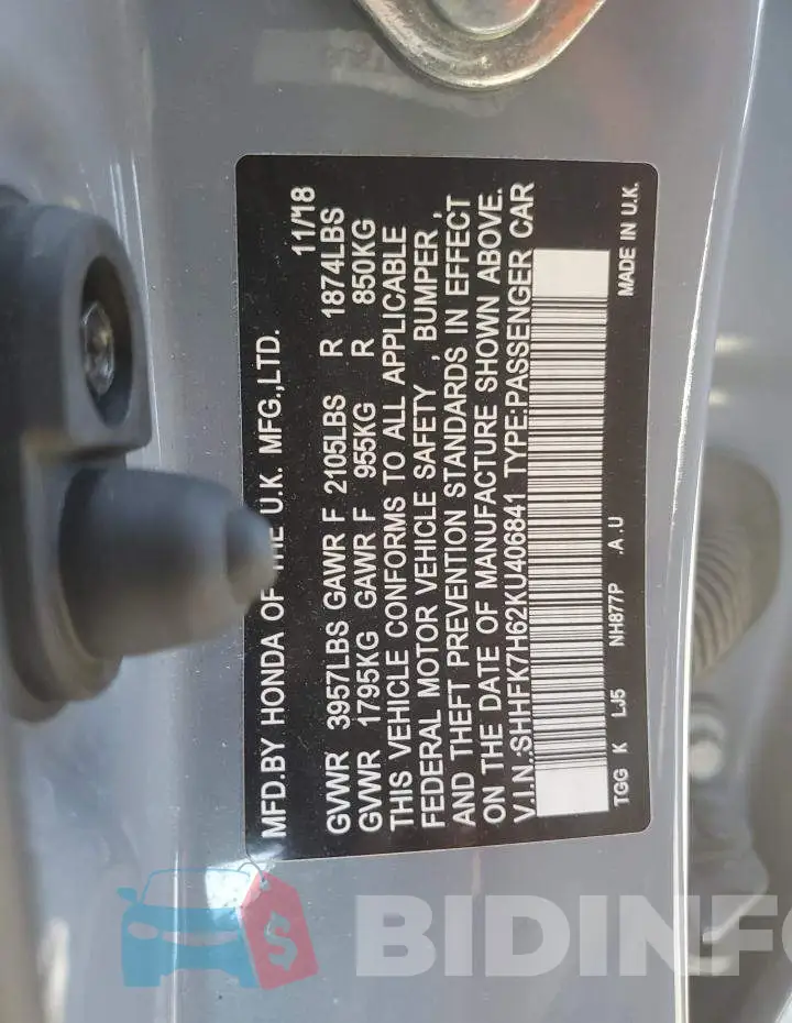 SHHFK7H62KU406841 Photo# 13