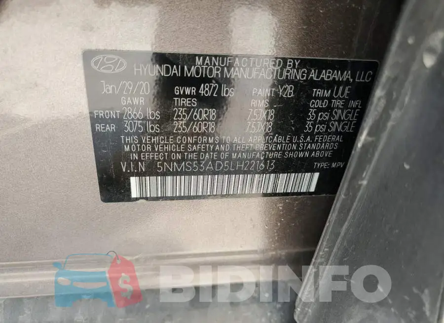 5NMS53AD5LH221613 Photo# 13