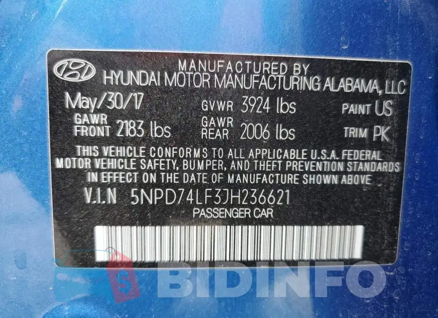 5NPD74LF3JH236621 Photo# 12