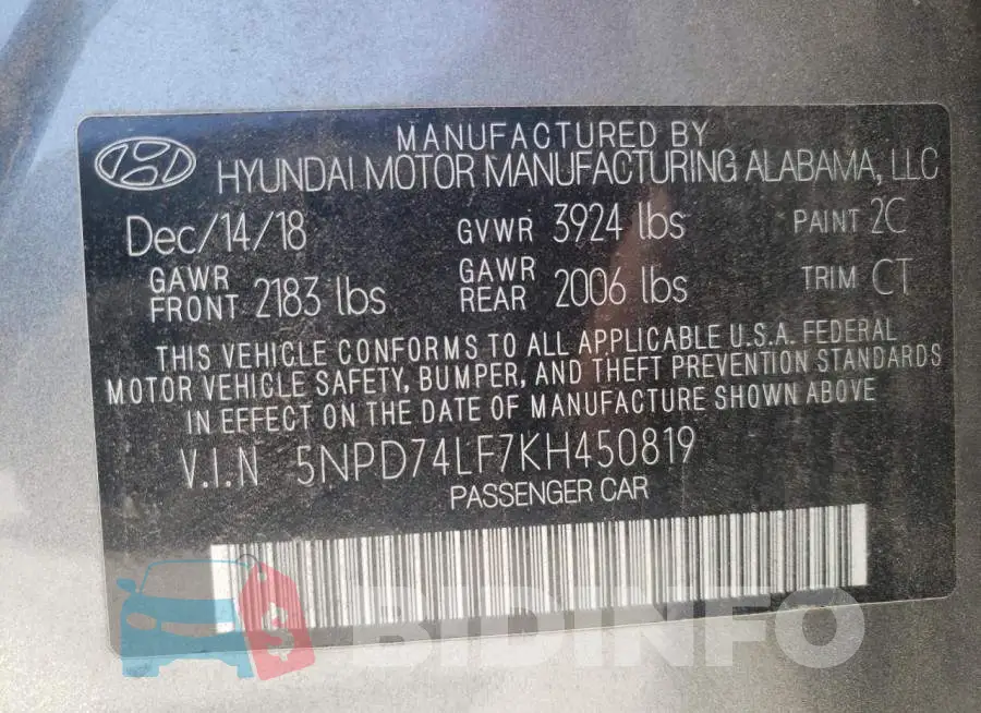5NPD74LF7KH450819 Photo# 12