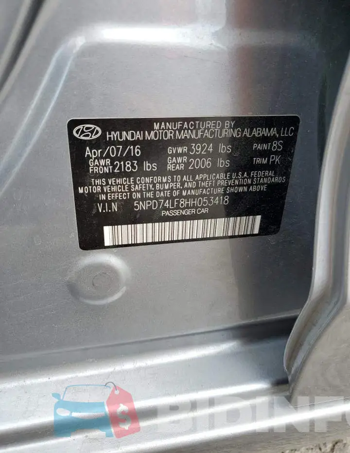 5NPD74LF8HH053418 Photo# 12