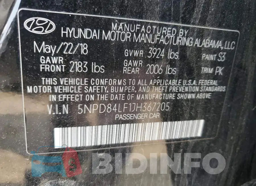 5NPD84LF1JH367205 Photo# 12