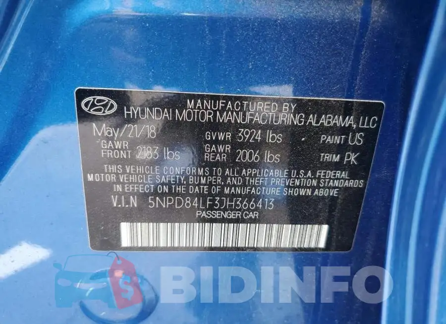 5NPD84LF3JH366413 Photo# 13