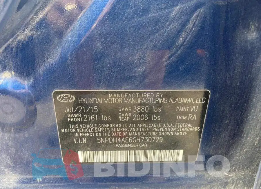 5NPDH4AE6GH730729 Photo# 10