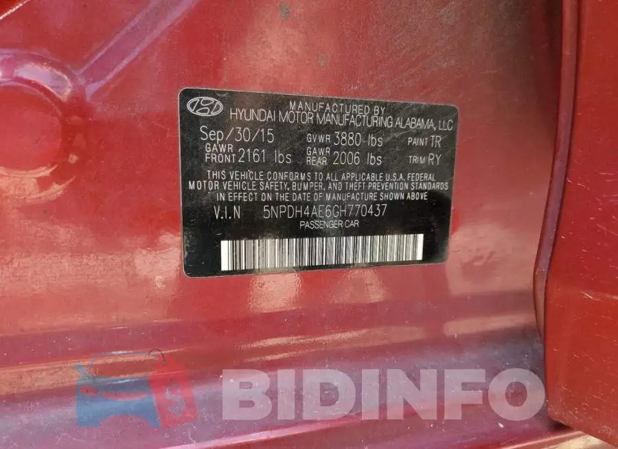 5NPDH4AE6GH770437 Photo# 12