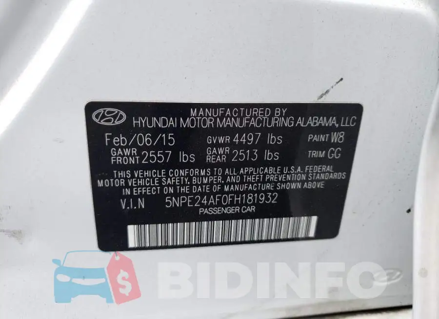 5NPE24AF0FH181932 Photo# 12