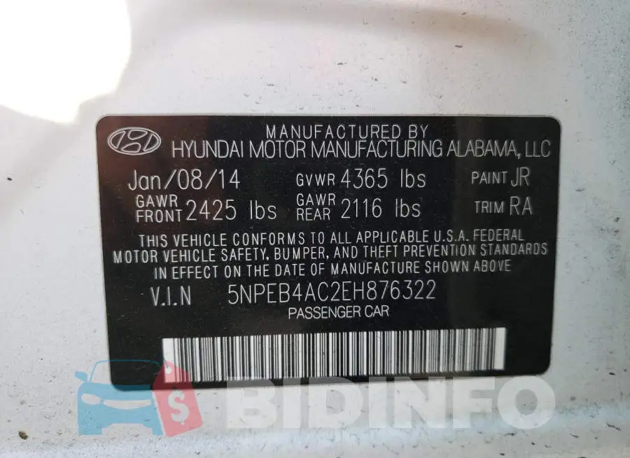 5NPEB4AC2EH876322 Photo# 13