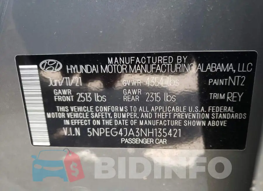 5NPEG4JA3NH135421 Photo# 12