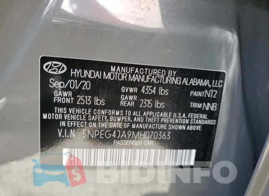 5NPEG4JA9MH070363 Photo# 12