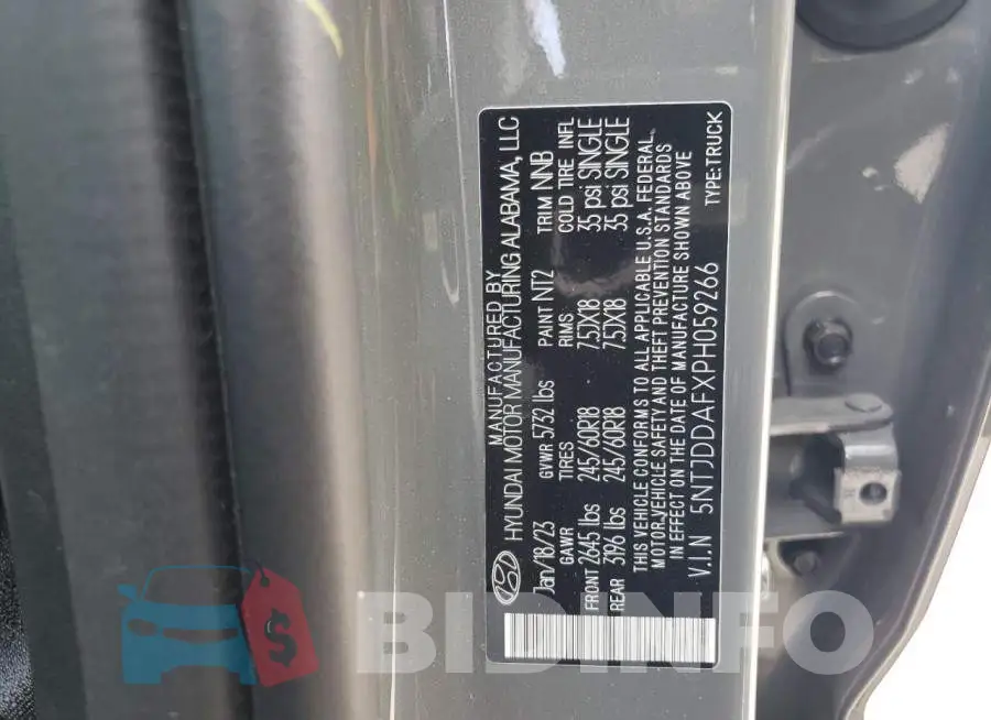 5NTJDDAFXPH059266 Photo# 12