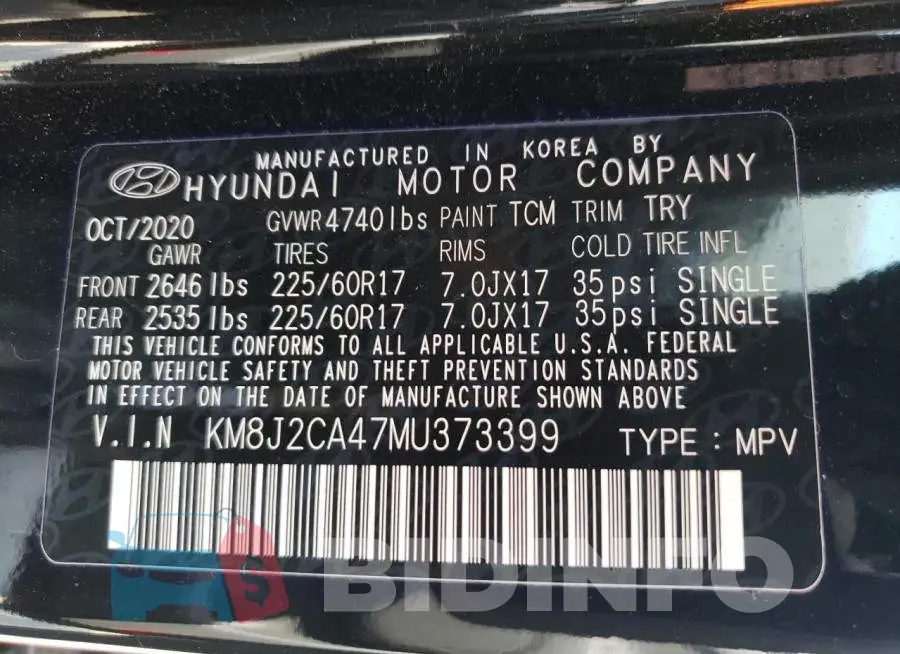 KM8J2CA47MU373399 Photo# 13