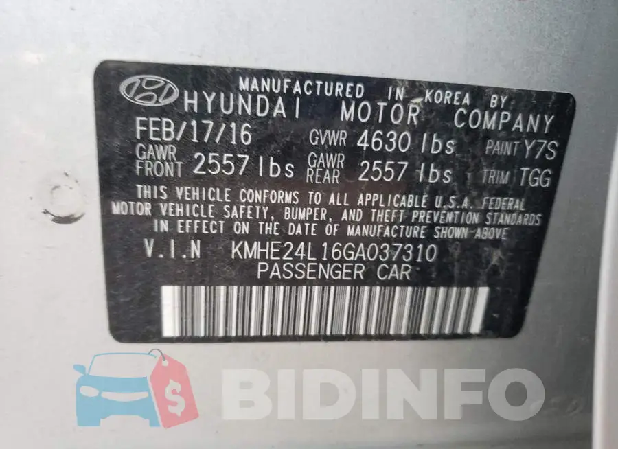 KMHE24L16GA037310 Photo# 12