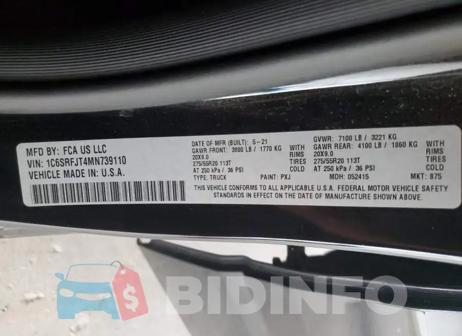 1C6SRFJT4MN739110 Photo# 12