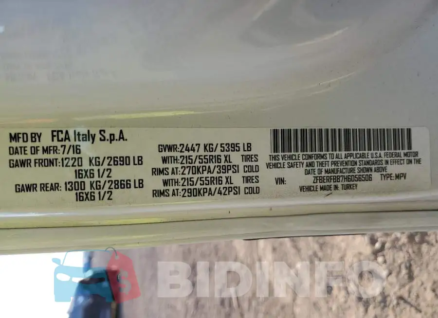 ZFBERFBB7H6D56506 Photo# 13