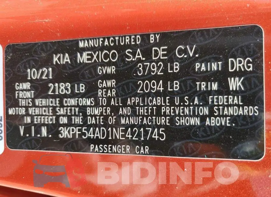 3KPF54AD1NE421745 Photo# 13