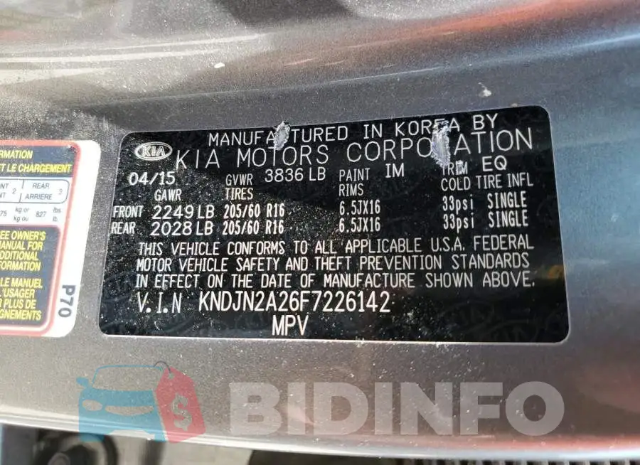 KNDJN2A26F7226142 Photo# 13