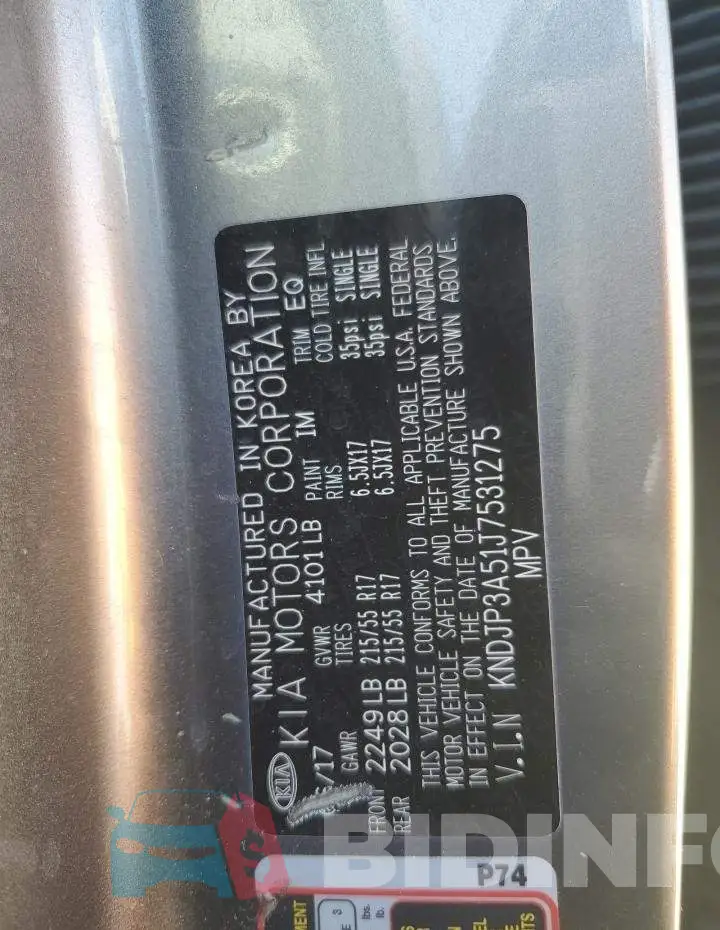 KNDJP3A51J7531275 Photo# 12