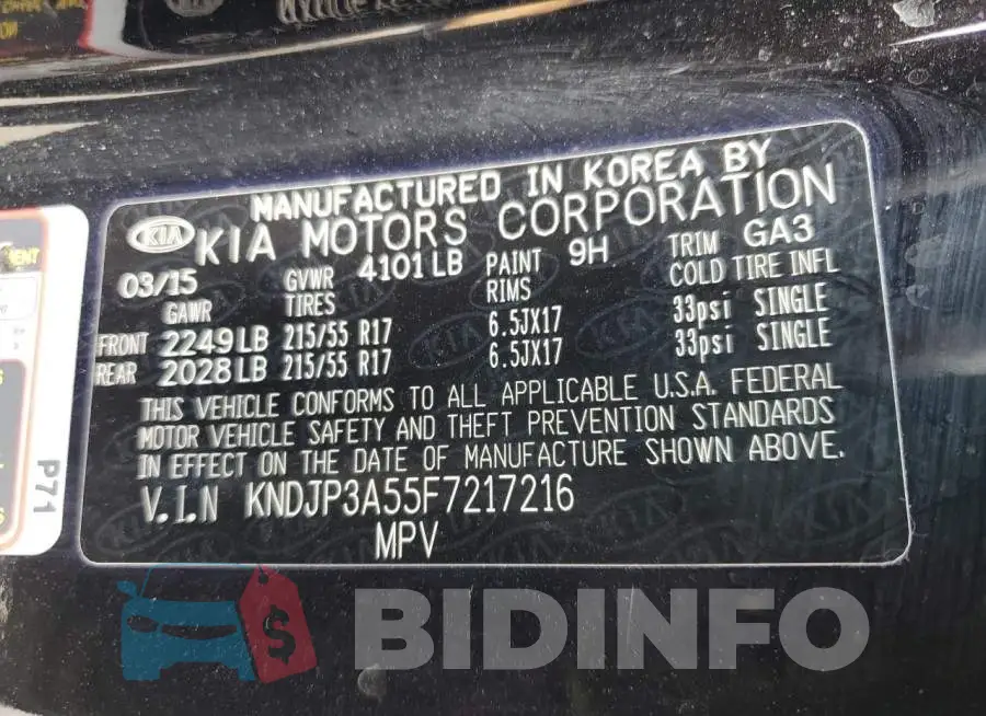 KNDJP3A55F7217216 Photo# 13