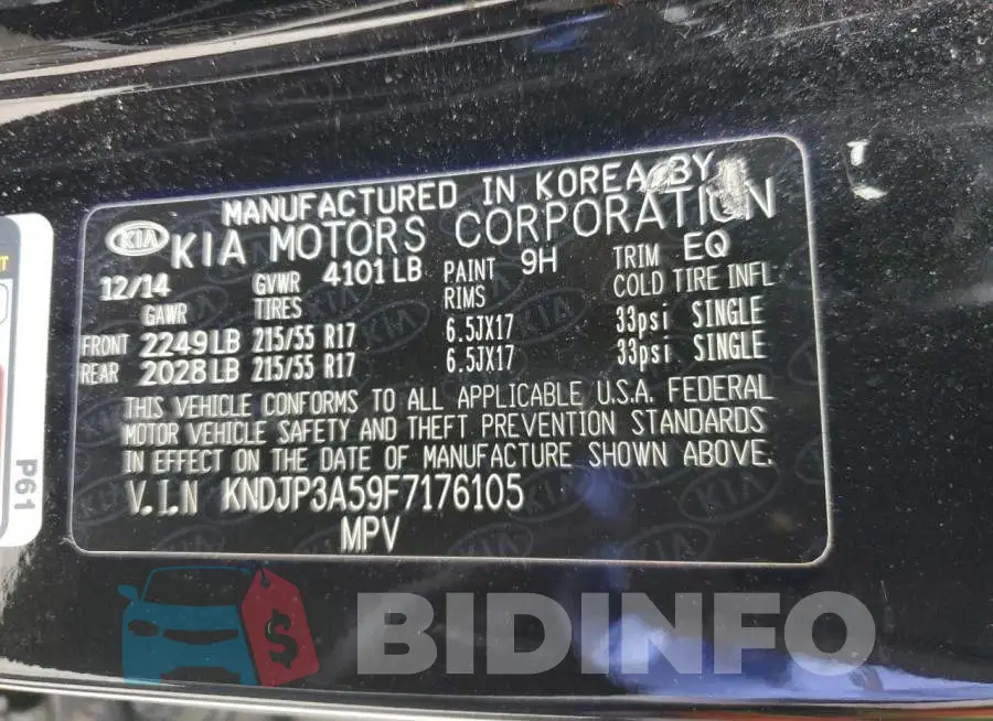 KNDJP3A59F7176105 Photo# 13