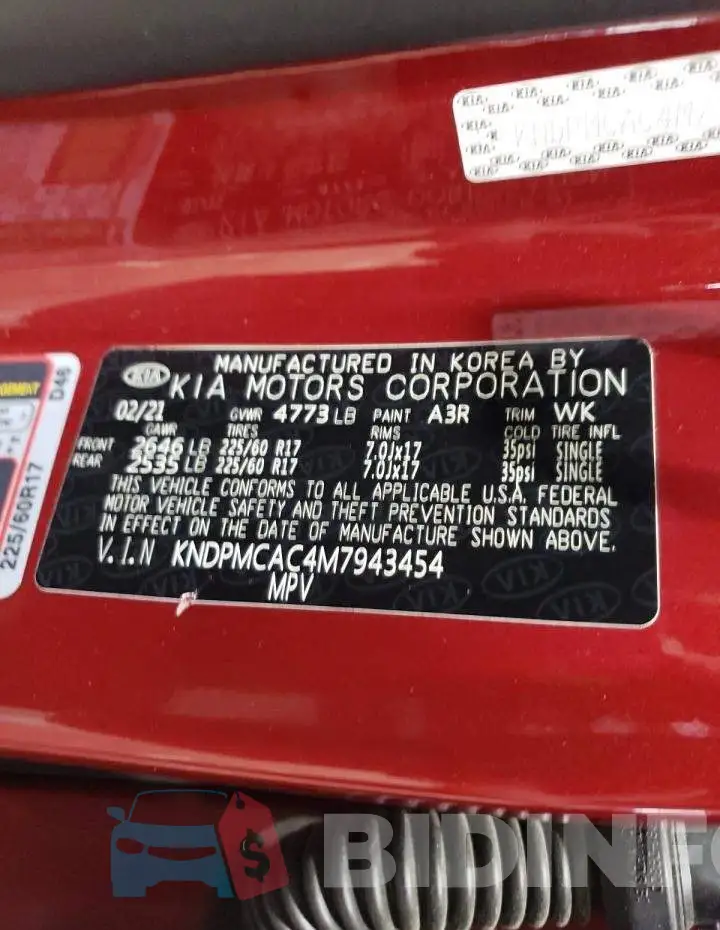 KNDPMCAC4M7943454 Photo# 13