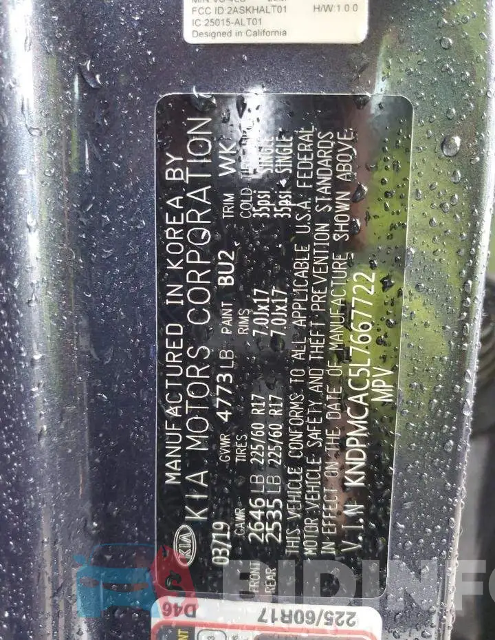 KNDPMCAC5L7667722 Photo# 14