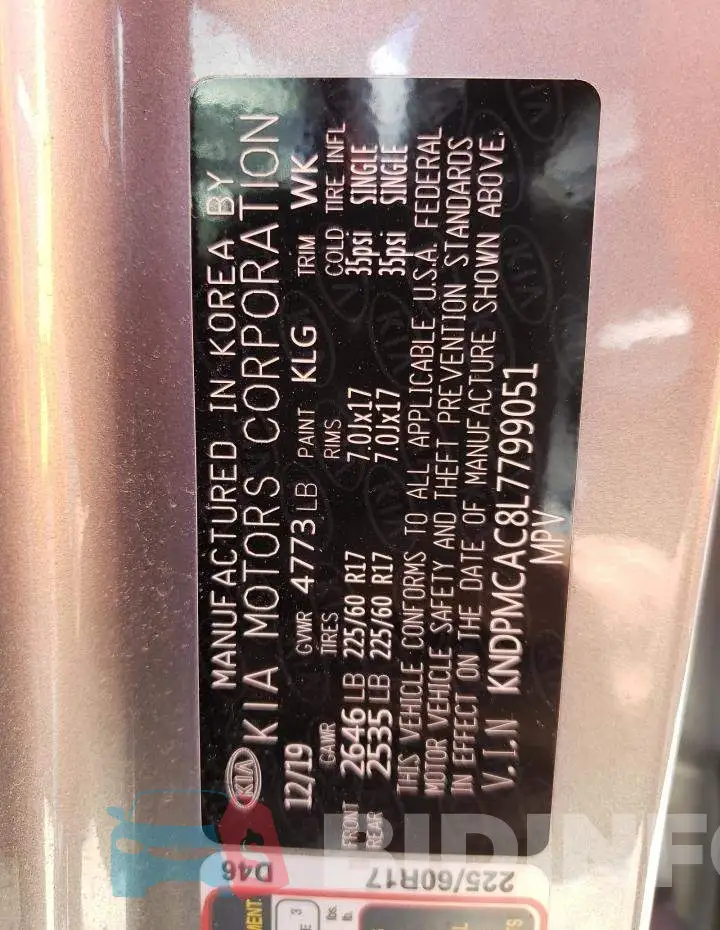 KNDPMCAC8L7799051 Photo# 13