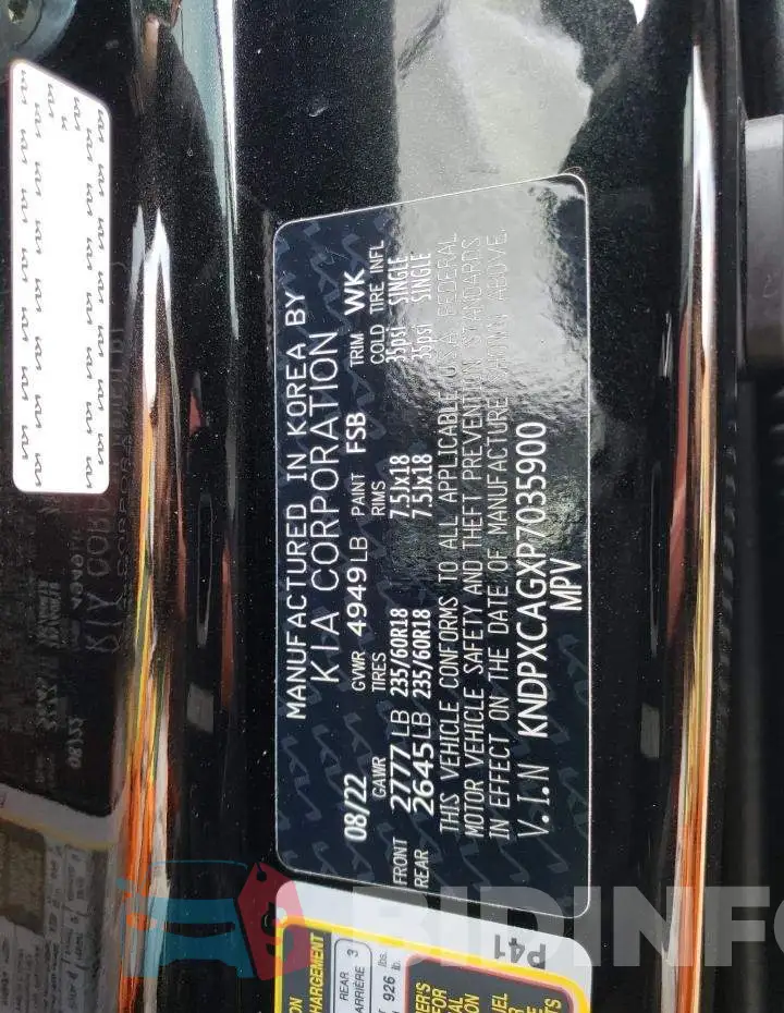KNDPXCAGXP7035900 Photo# 12