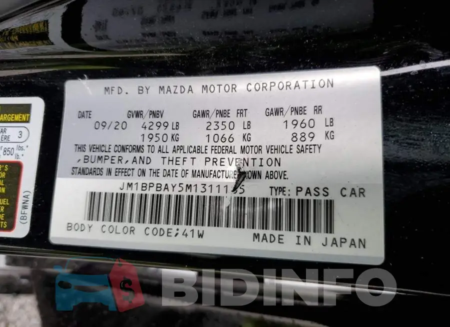 JM1BPBAY5M1311105 Photo# 12