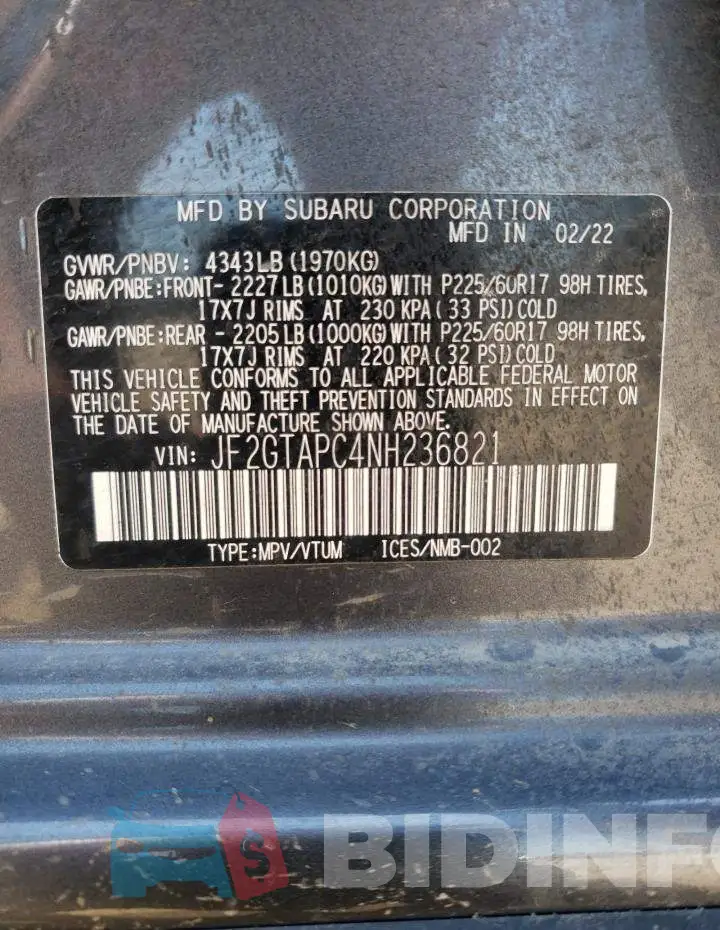 JF2GTAPC4NH236821 Photo# 13