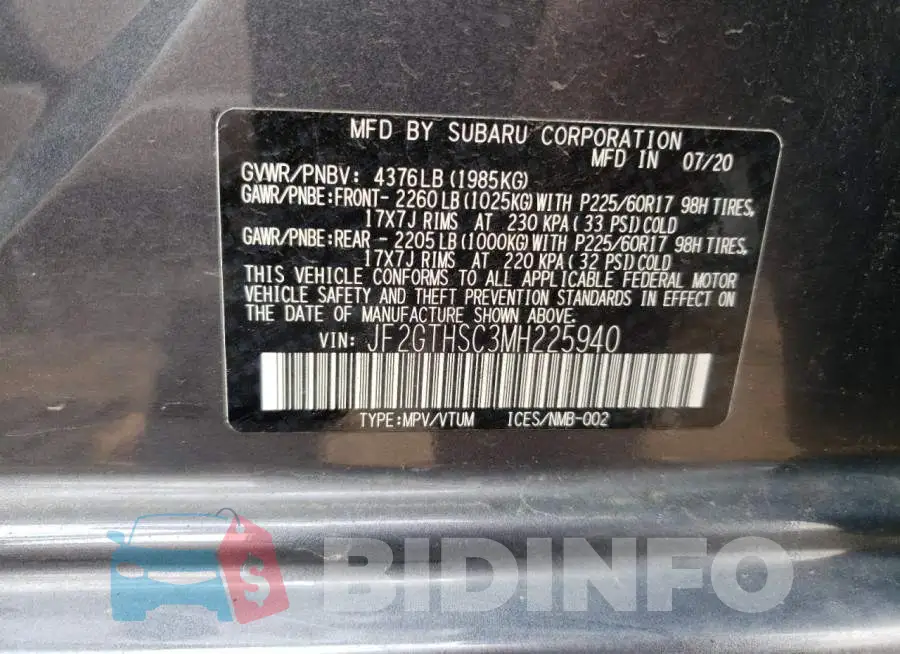 JF2GTHSC3MH225940 Photo# 12