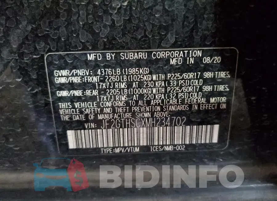 JF2GTHSCXMH234702 Photo# 14