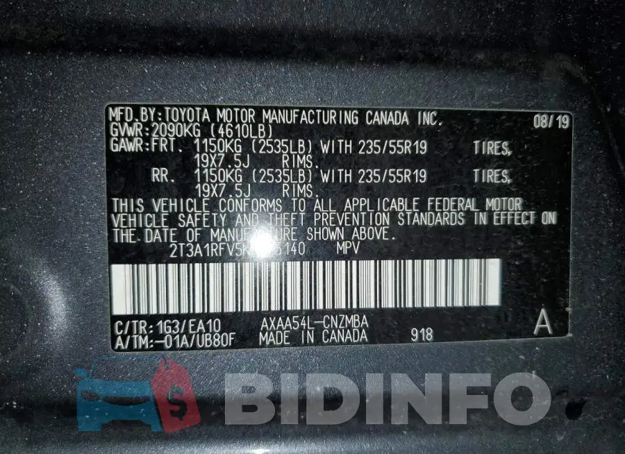 2T3A1RFV5KW075140 Photo# 14