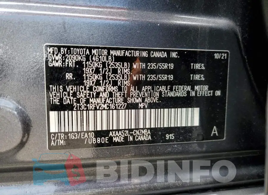 2T3C1RFV2MC161227 Photo# 13