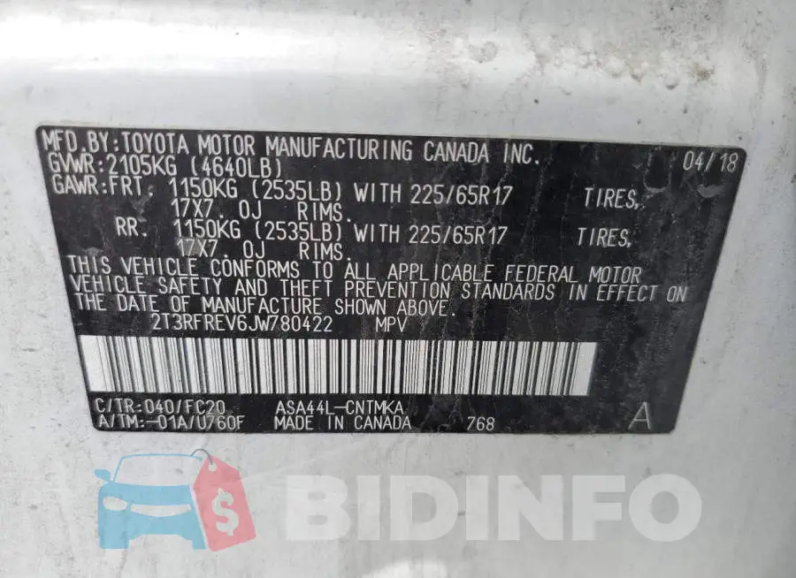 2T3RFREV6JW780422 Photo# 12