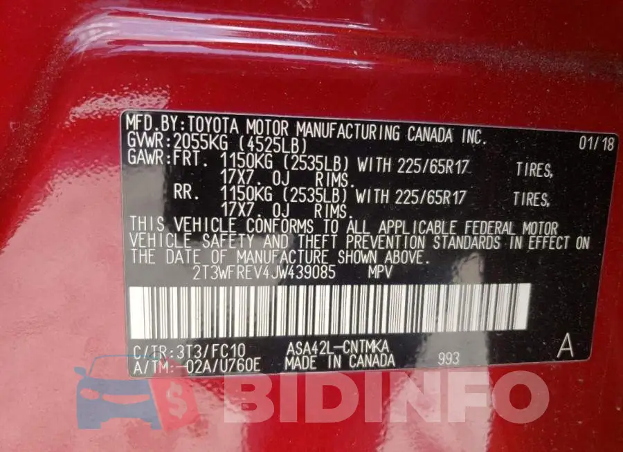 2T3WFREV4JW439085 Photo# 13