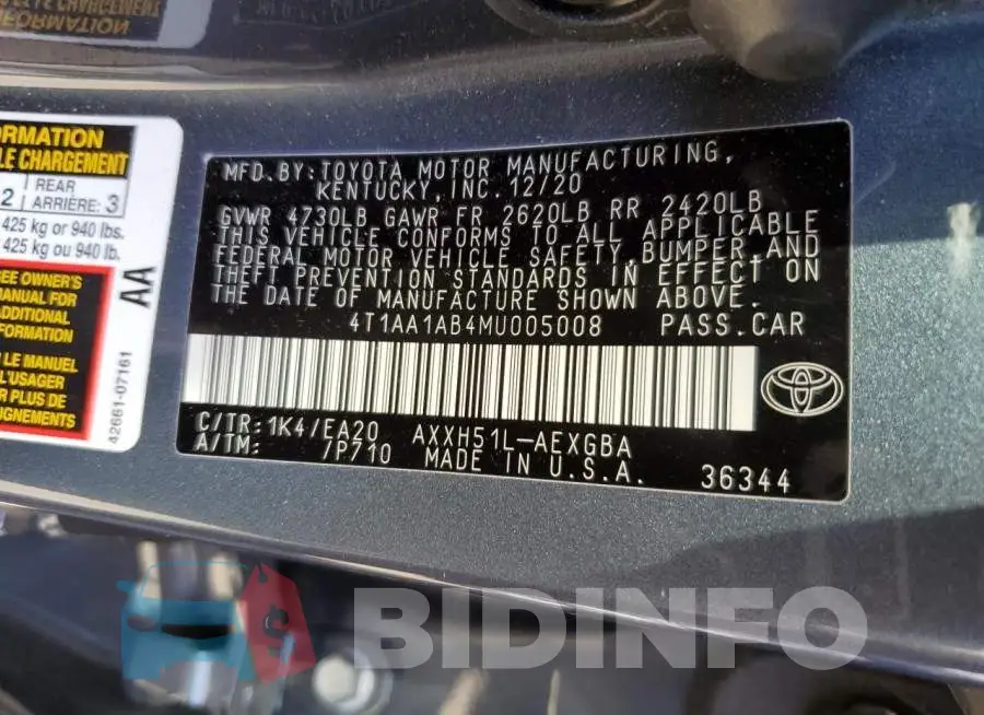 4T1AA1AB4MU005008 Photo# 12