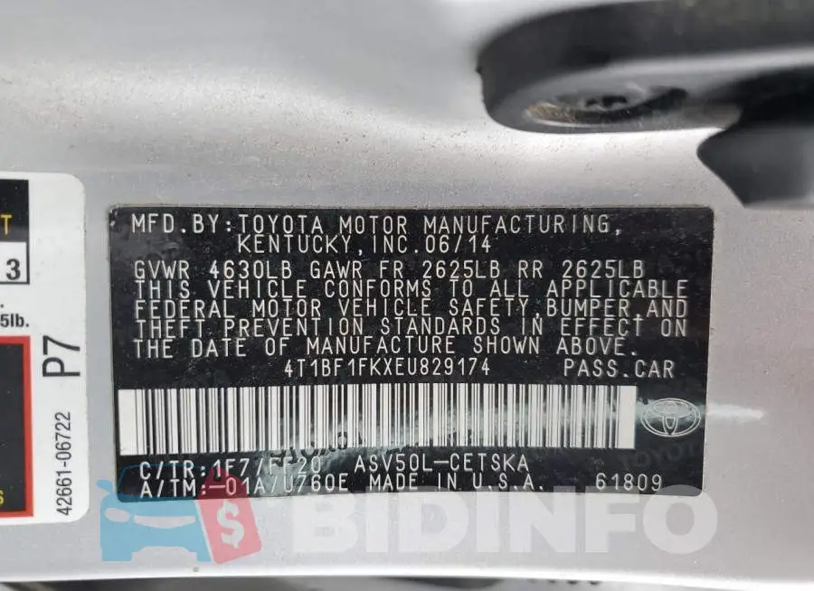 4T1BF1FKXEU829174 Photo# 12