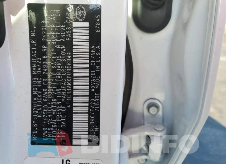 4T1C11AKXPU806944 Photo# 12