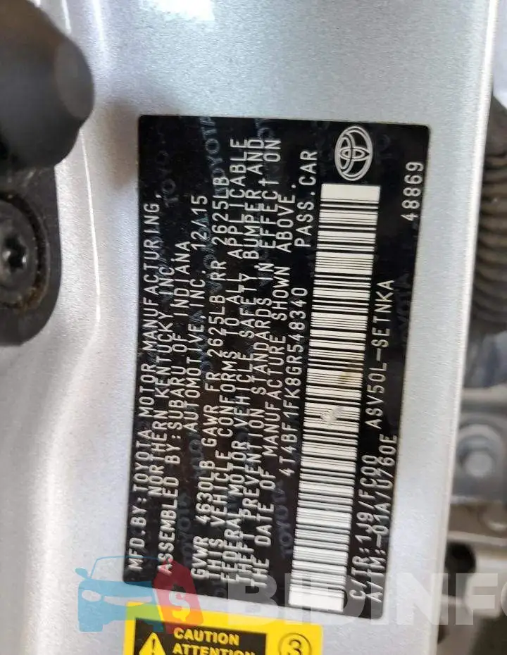 4T4BF1FK8GR548340 Photo# 12