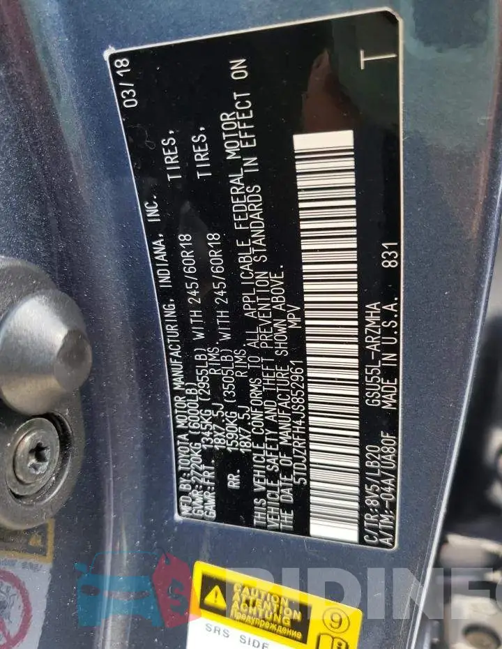 5TDJZRFH4JS852961 Photo# 13