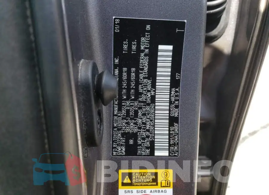 5TDJZRFH5JS828040 Photo# 14