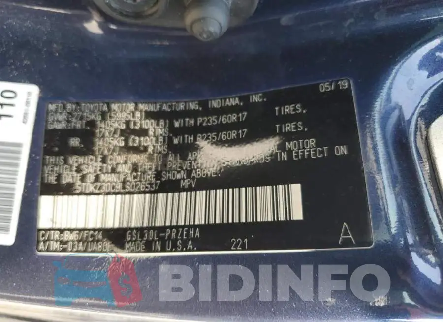 5TDKZ3DC9LS026537 Photo# 13