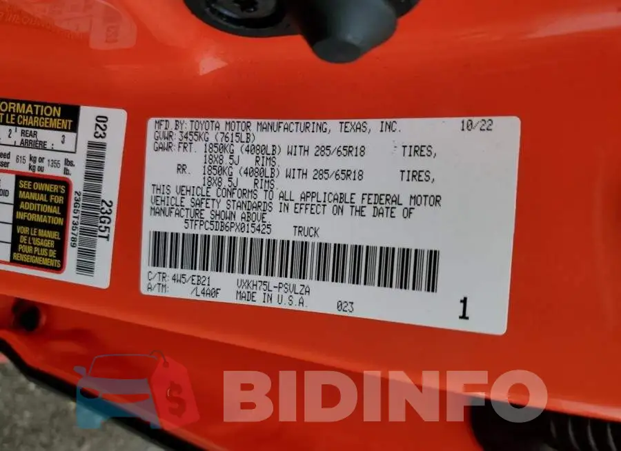 5TFPC5DB6PX015425 Photo# 13