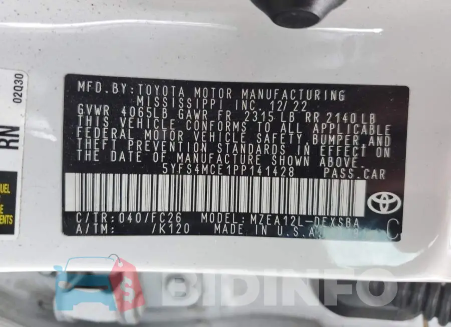 5YFS4MCE1PP141428 Photo# 12